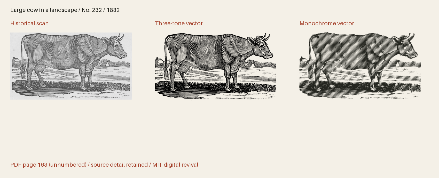 Historical scan beside the three-tone and monochrome vector revivals