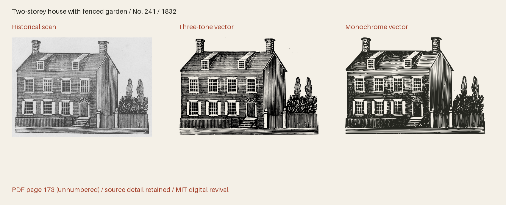 Historical scan beside the three-tone and monochrome vector revivals