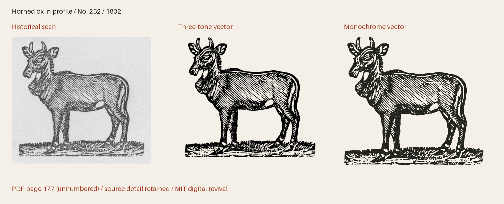 Historical scan beside the three-tone and monochrome vector revivals