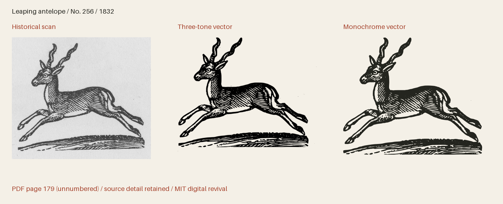 Historical scan beside the three-tone and monochrome vector revivals