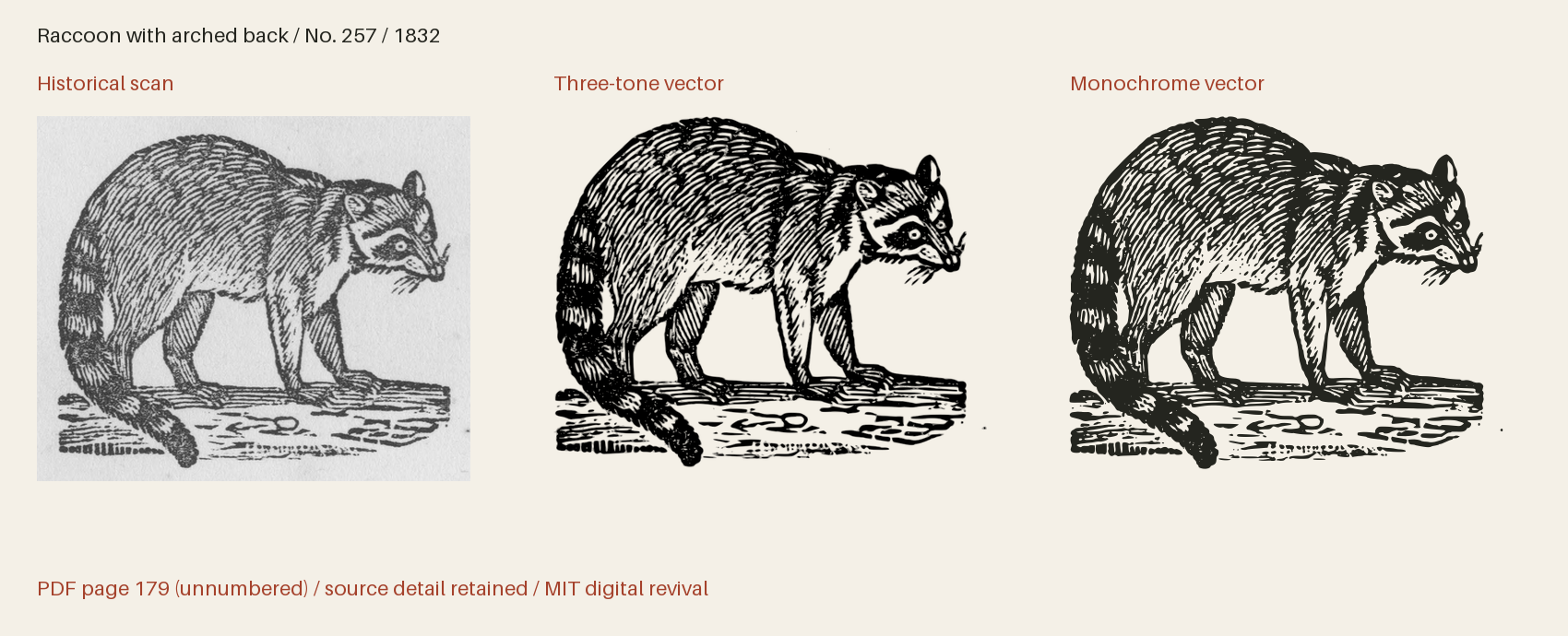 Historical scan beside the three-tone and monochrome vector revivals