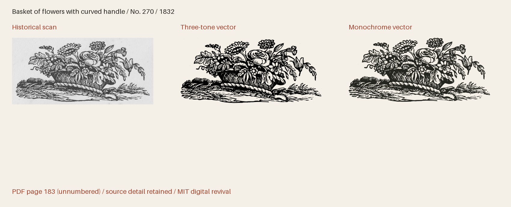 Historical scan beside the three-tone and monochrome vector revivals