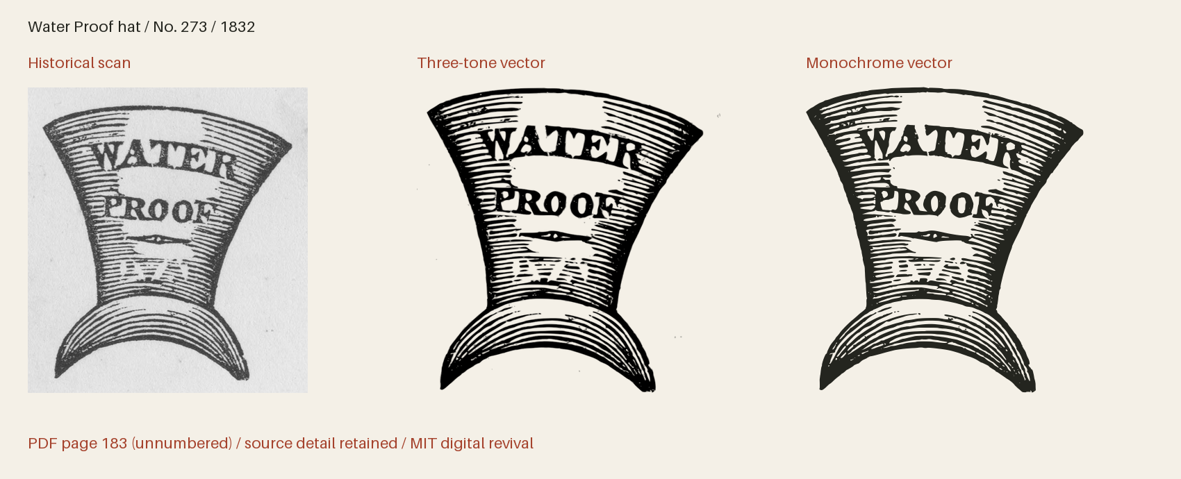 Historical scan beside the three-tone and monochrome vector revivals