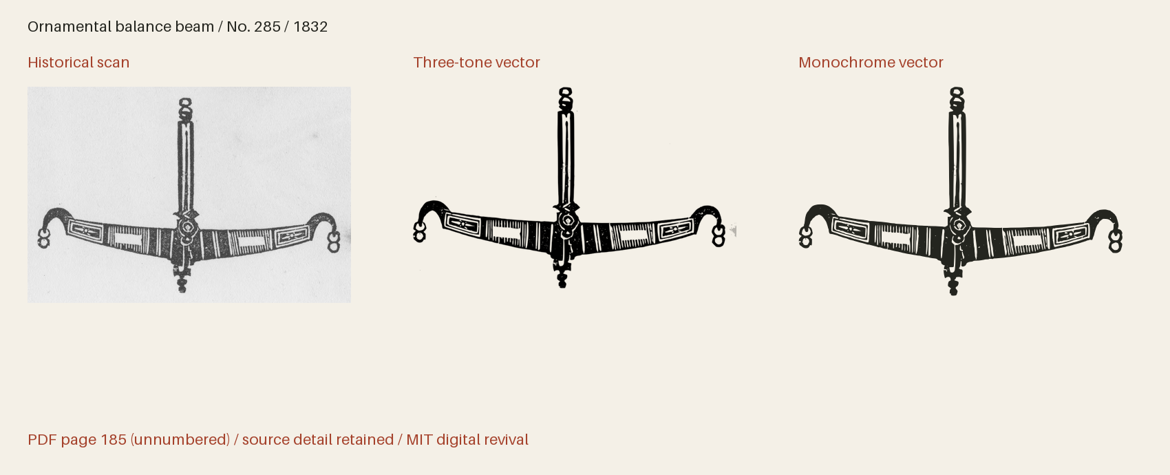 Historical scan beside the three-tone and monochrome vector revivals