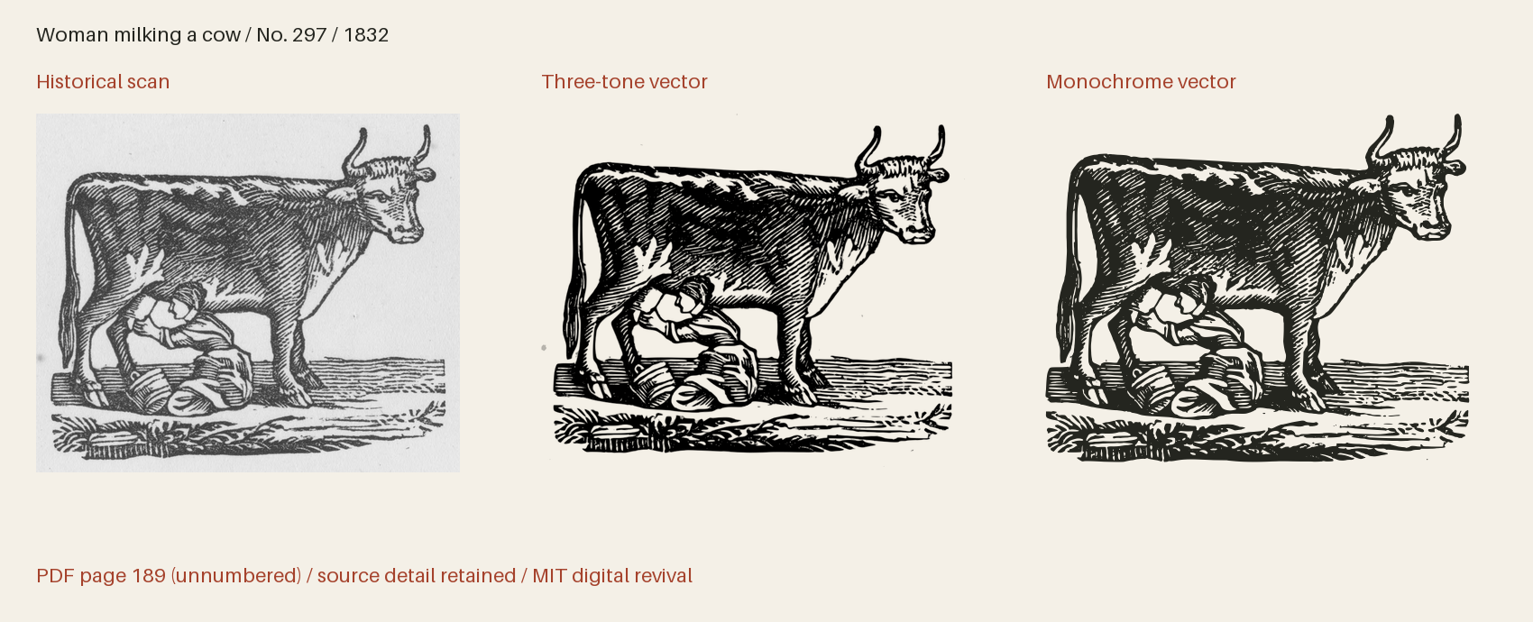 Historical scan beside the three-tone and monochrome vector revivals