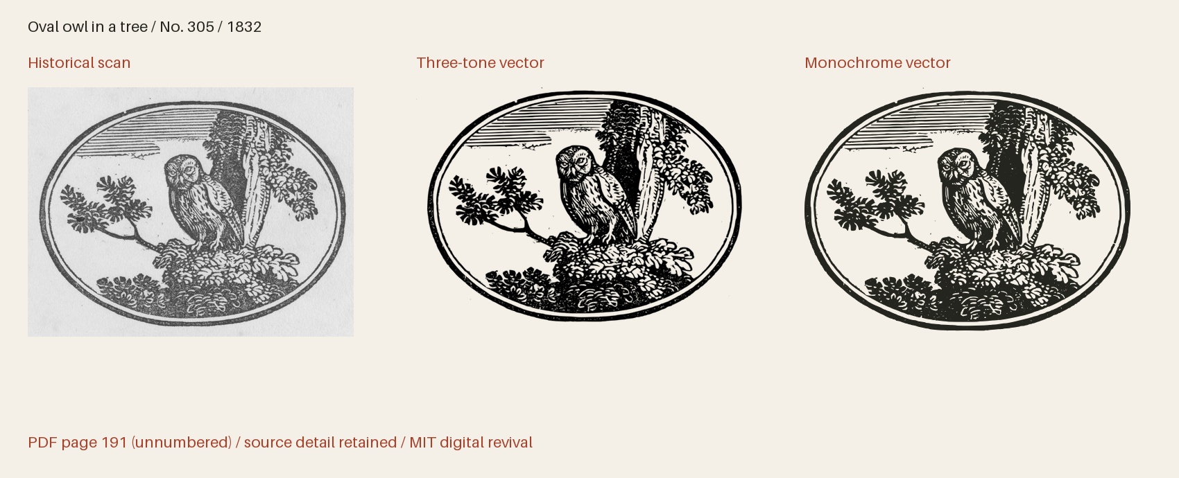 Historical scan beside the three-tone and monochrome vector revivals