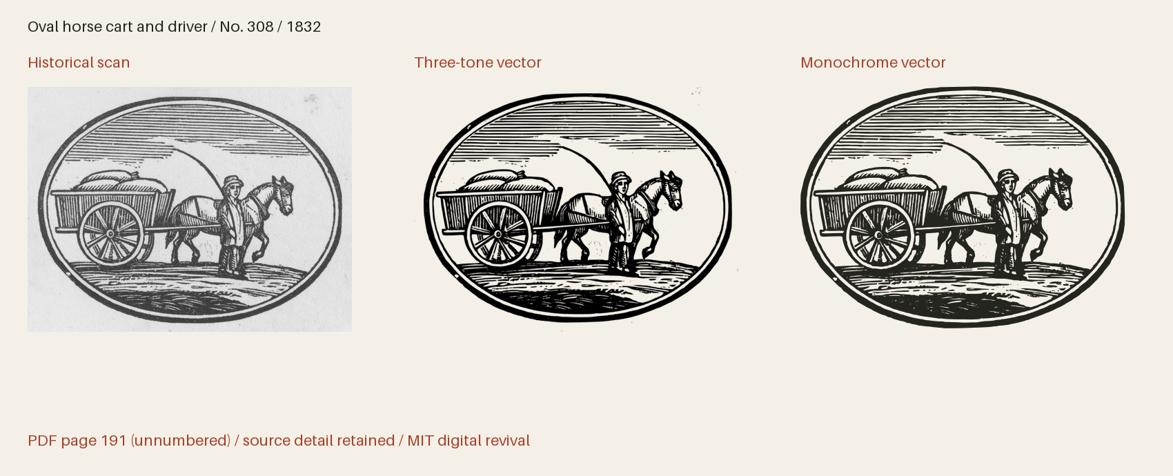 Historical scan beside the three-tone and monochrome vector revivals