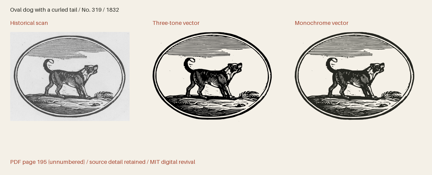 Historical scan beside the three-tone and monochrome vector revivals