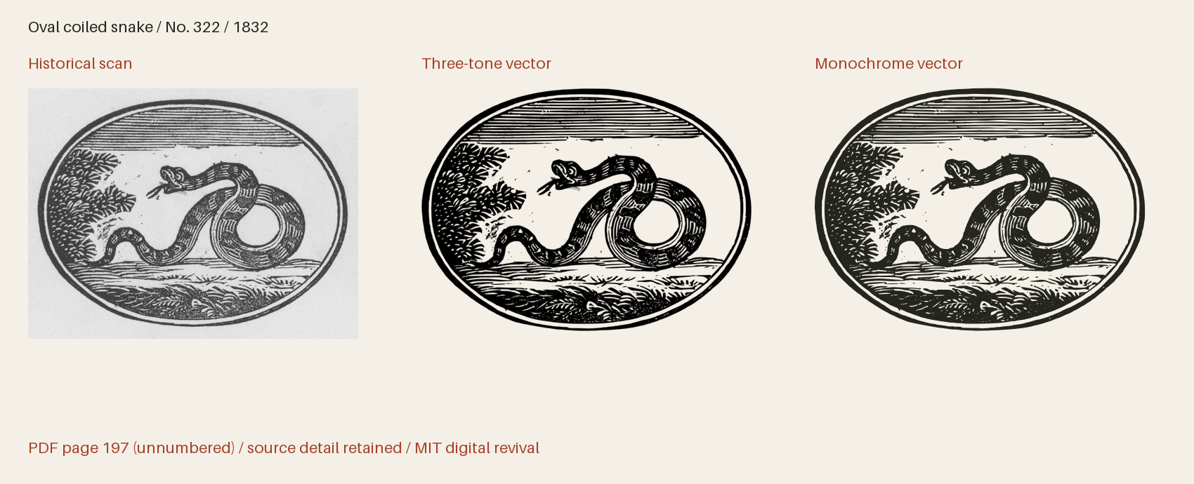 Historical scan beside the three-tone and monochrome vector revivals