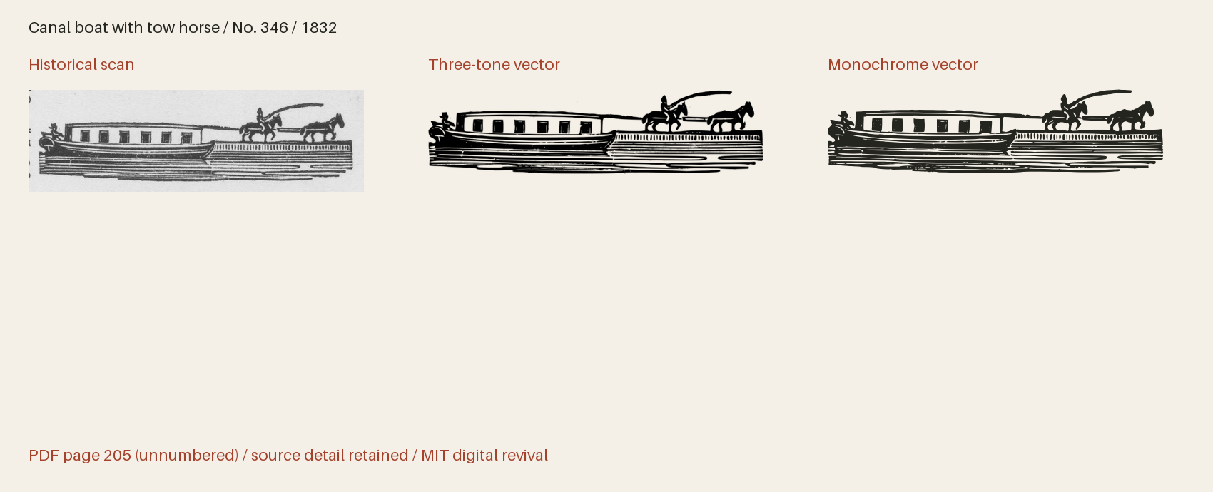 Historical scan beside the three-tone and monochrome vector revivals