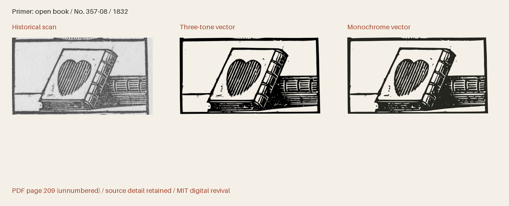 Historical scan beside the three-tone and monochrome vector revivals
