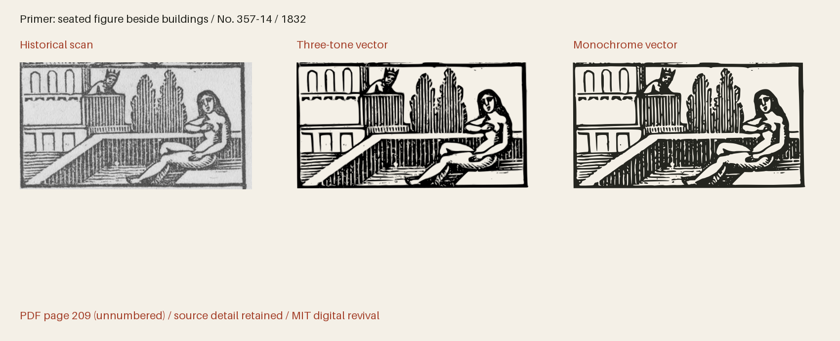 Historical scan beside the three-tone and monochrome vector revivals