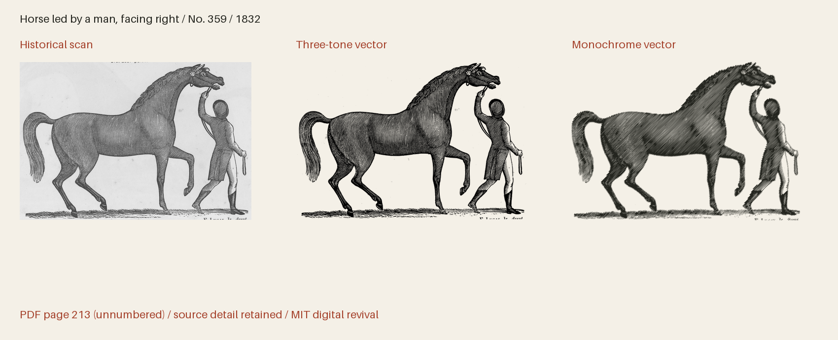 Historical scan beside the three-tone and monochrome vector revivals