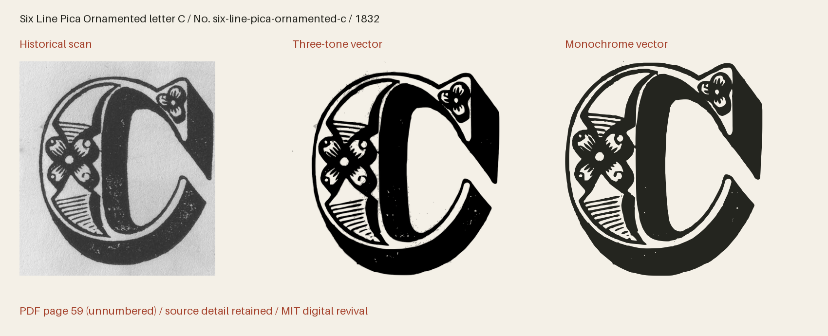 Historical scan beside the three-tone and monochrome vector revivals