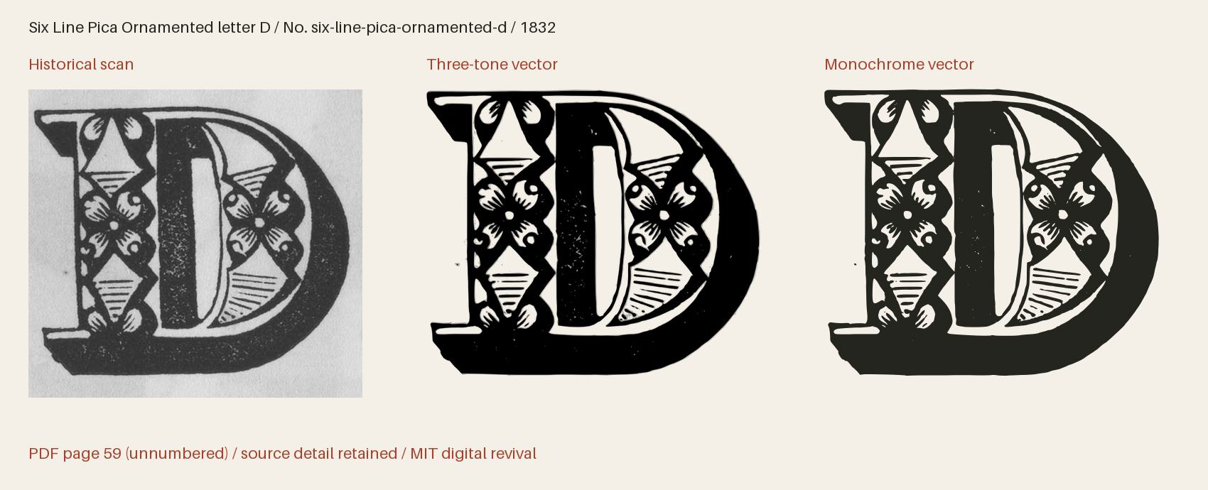 Historical scan beside the three-tone and monochrome vector revivals