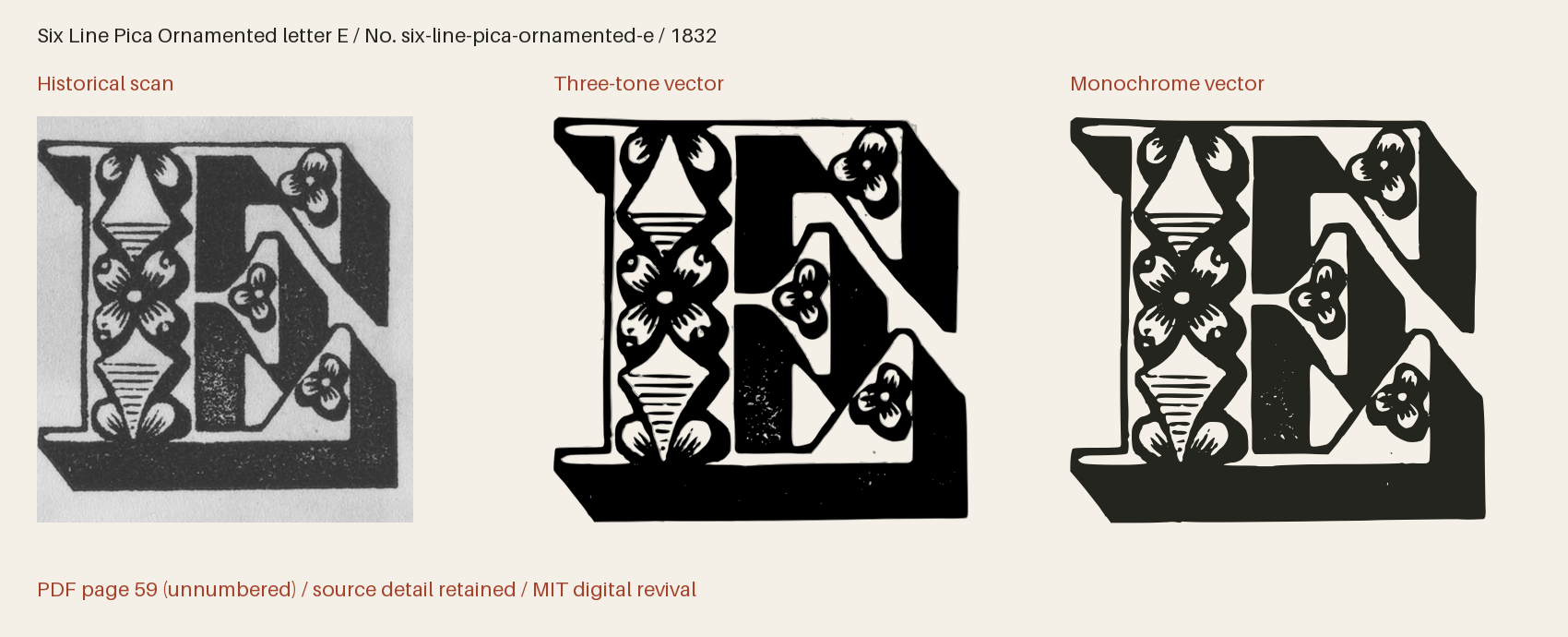 Historical scan beside the three-tone and monochrome vector revivals