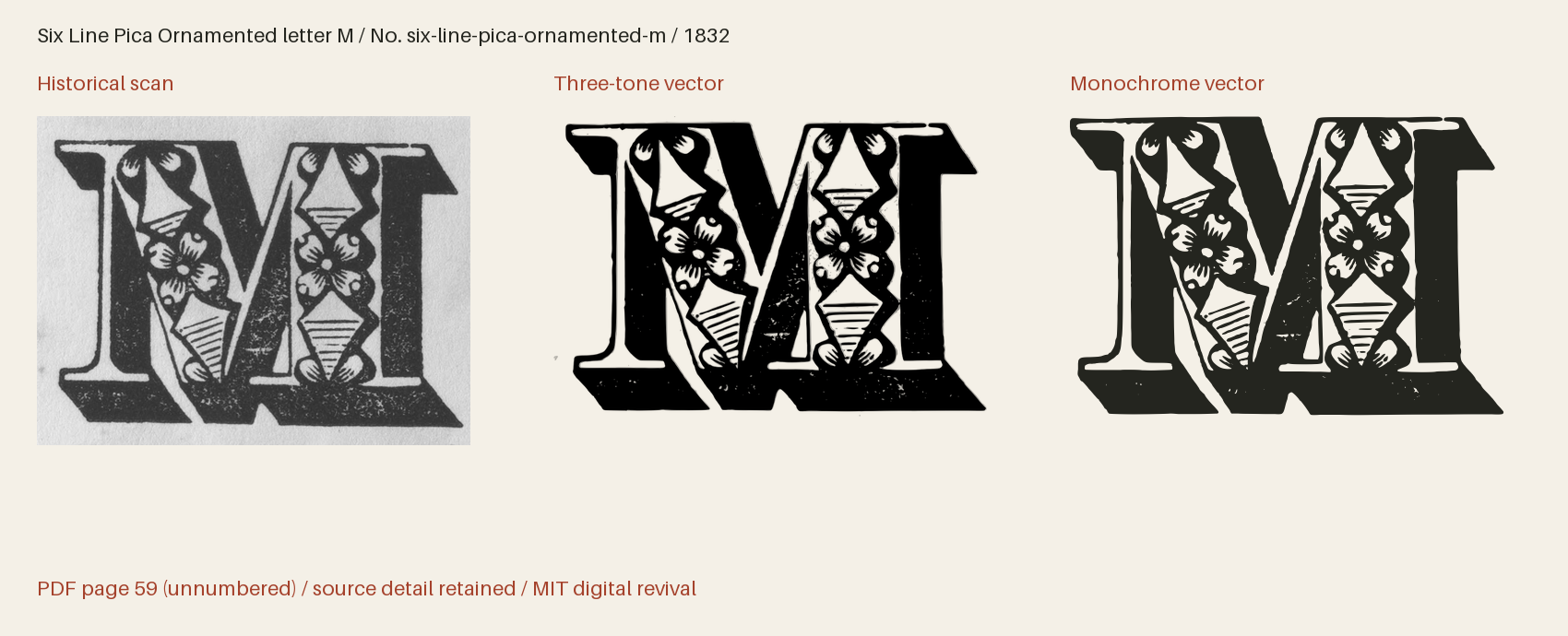 Historical scan beside the three-tone and monochrome vector revivals