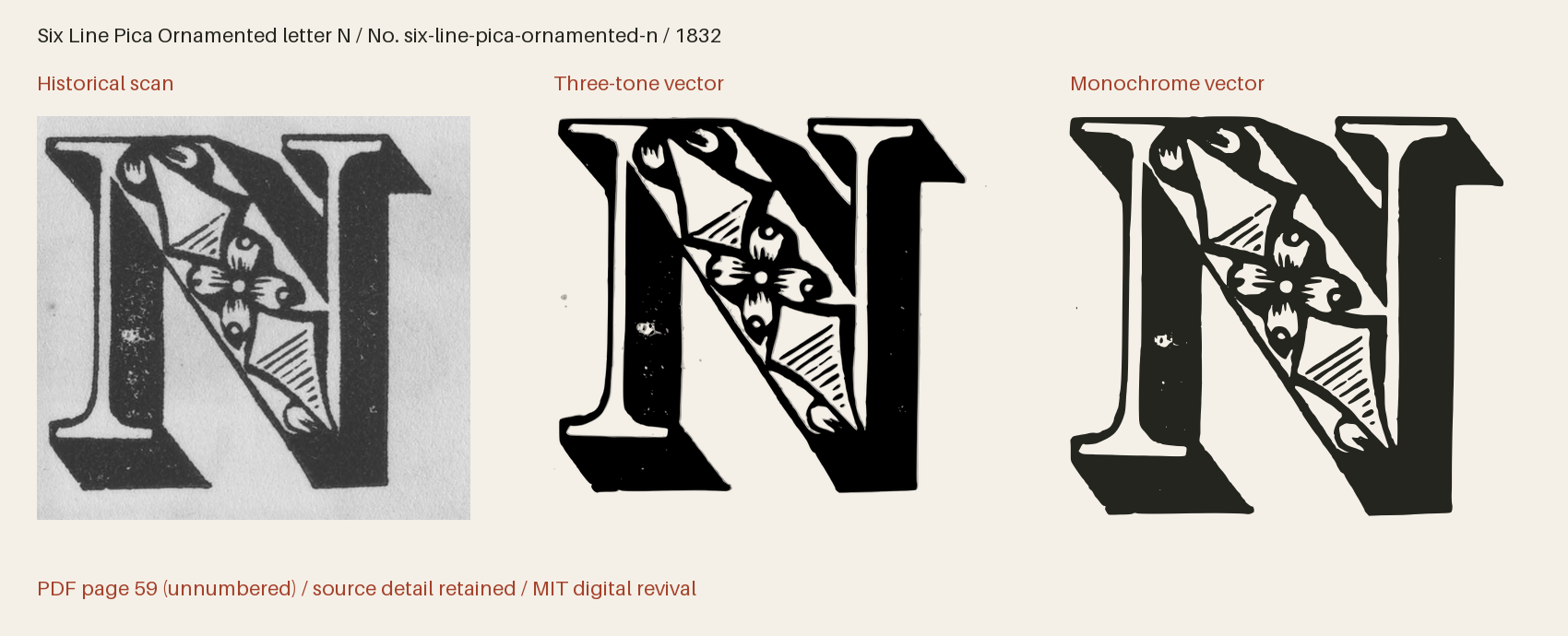 Historical scan beside the three-tone and monochrome vector revivals