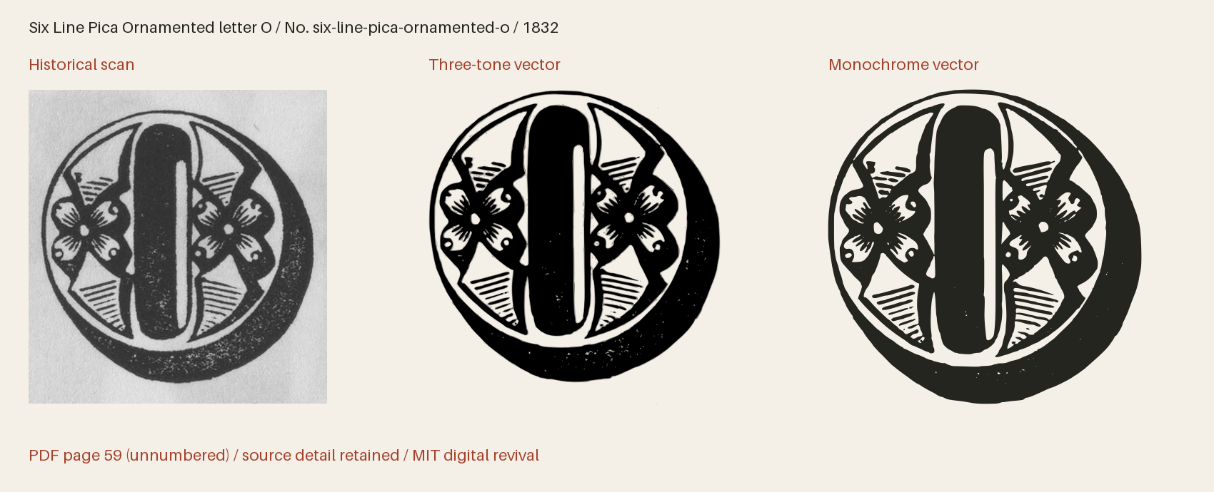 Historical scan beside the three-tone and monochrome vector revivals