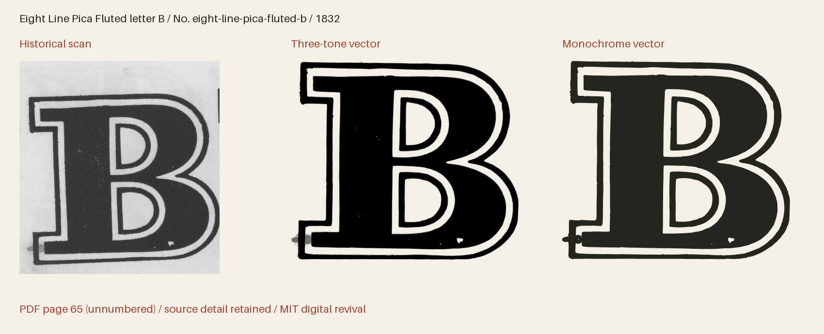 Historical scan beside the three-tone and monochrome vector revivals