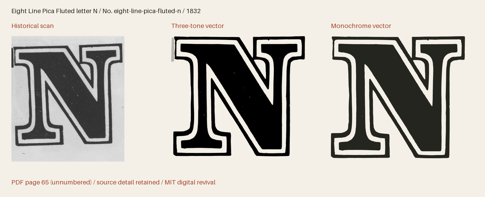 Historical scan beside the three-tone and monochrome vector revivals