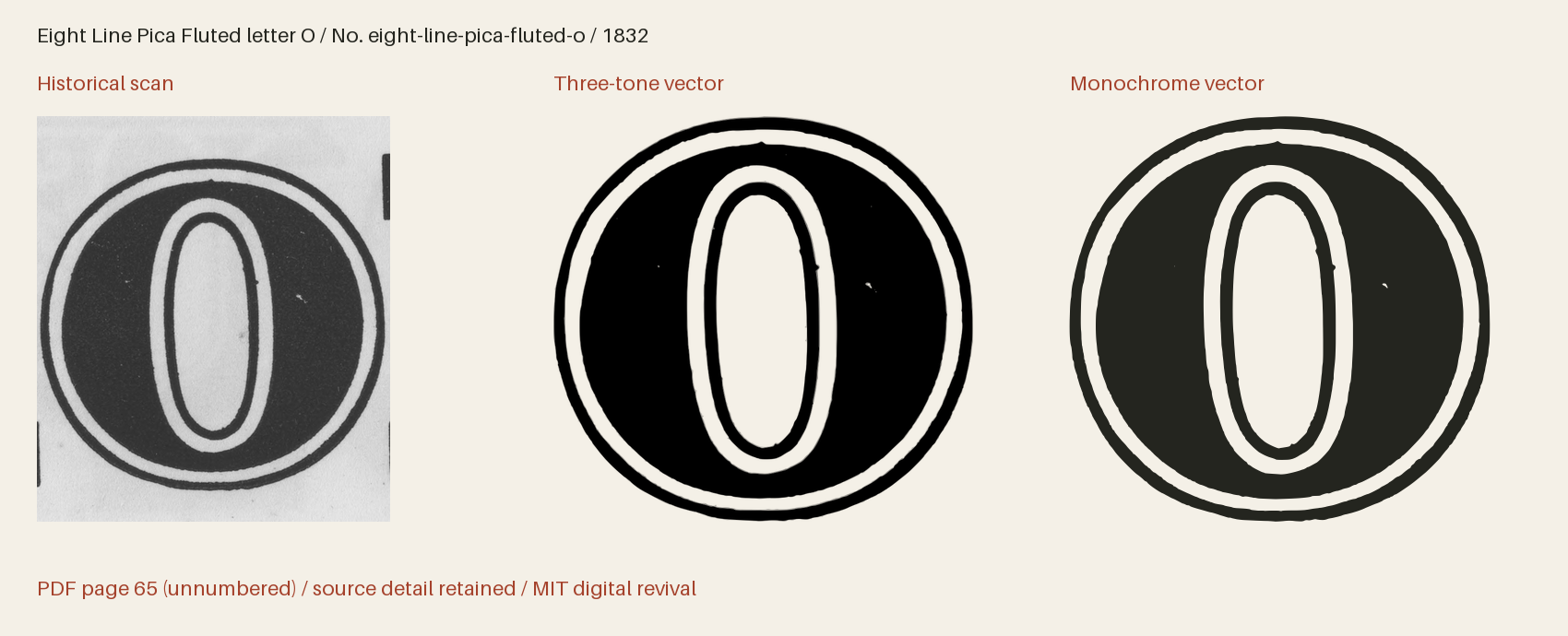 Historical scan beside the three-tone and monochrome vector revivals