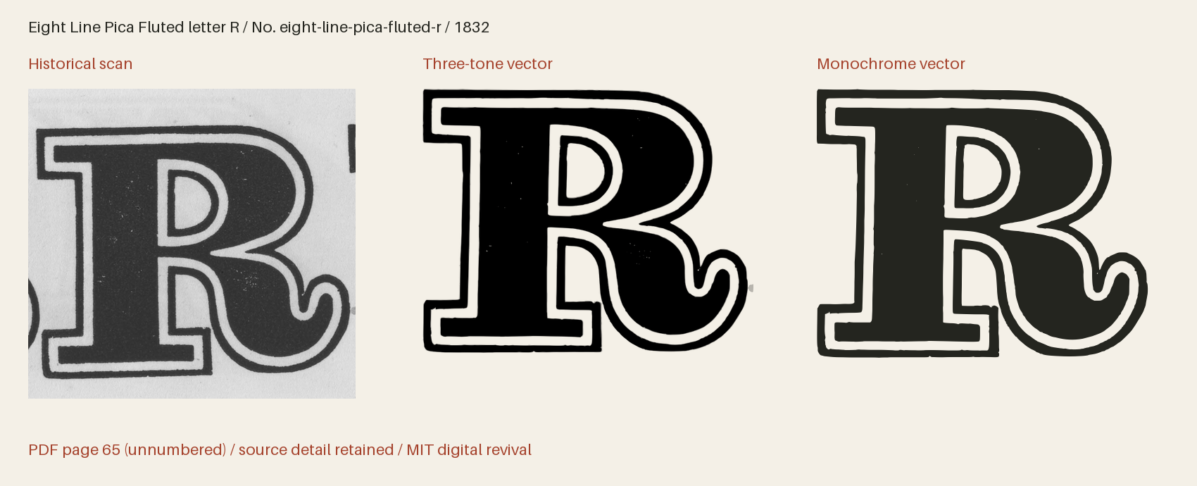 Historical scan beside the three-tone and monochrome vector revivals