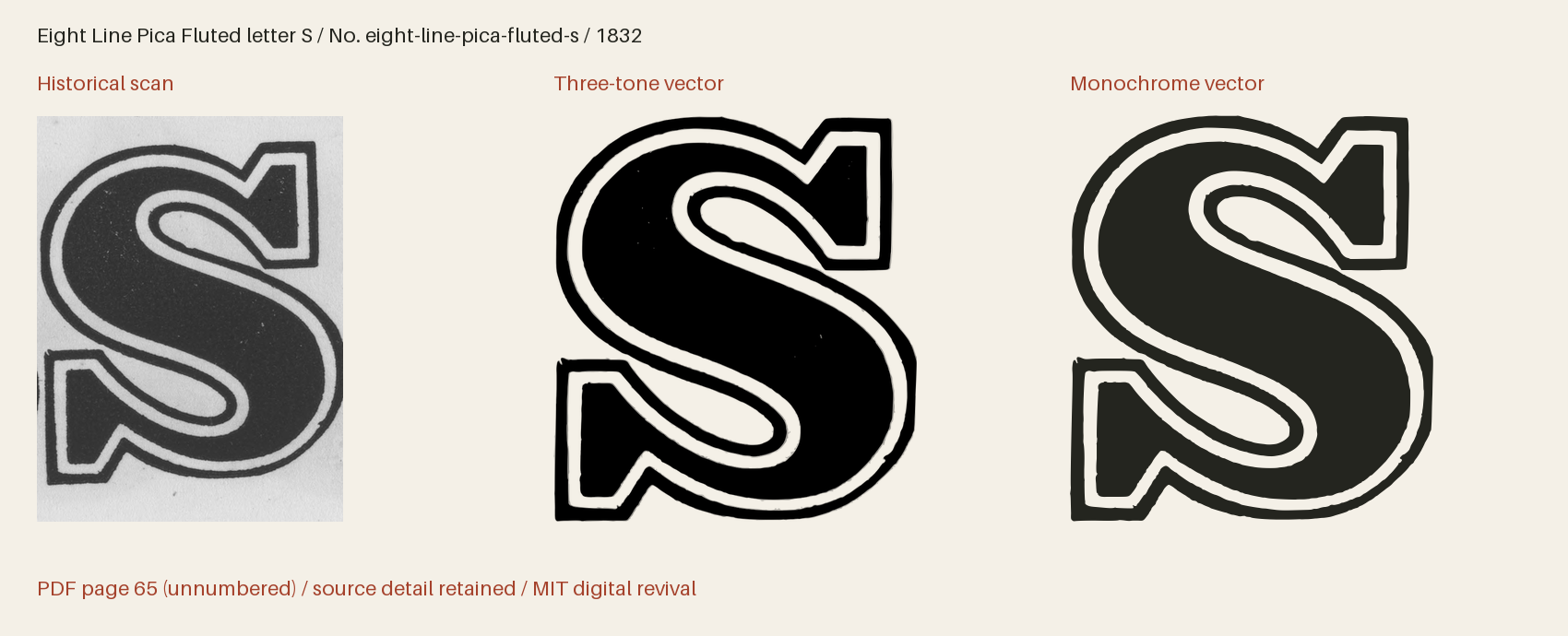 Historical scan beside the three-tone and monochrome vector revivals