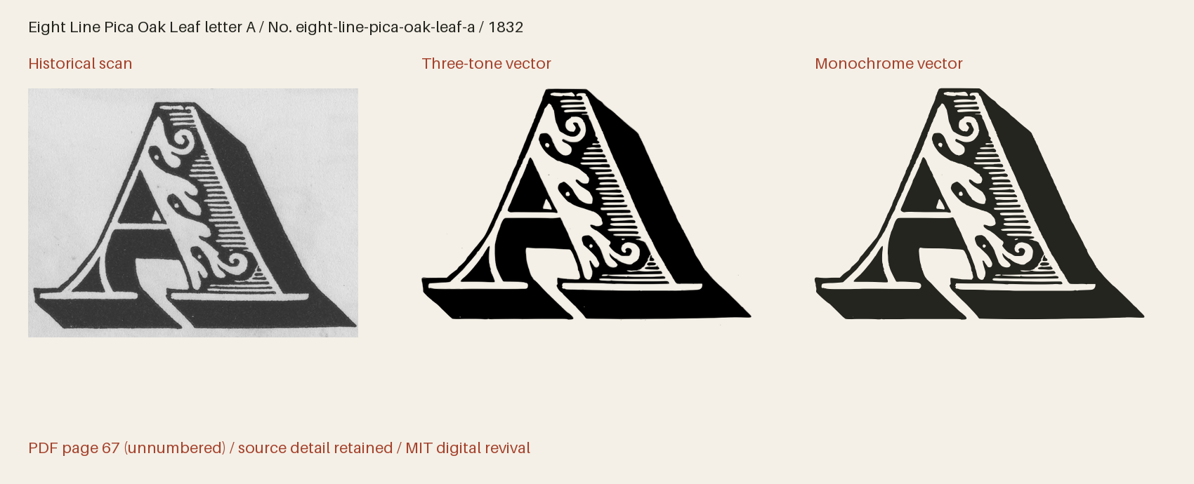 Historical scan beside the three-tone and monochrome vector revivals