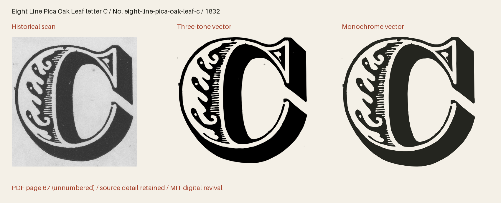 Historical scan beside the three-tone and monochrome vector revivals