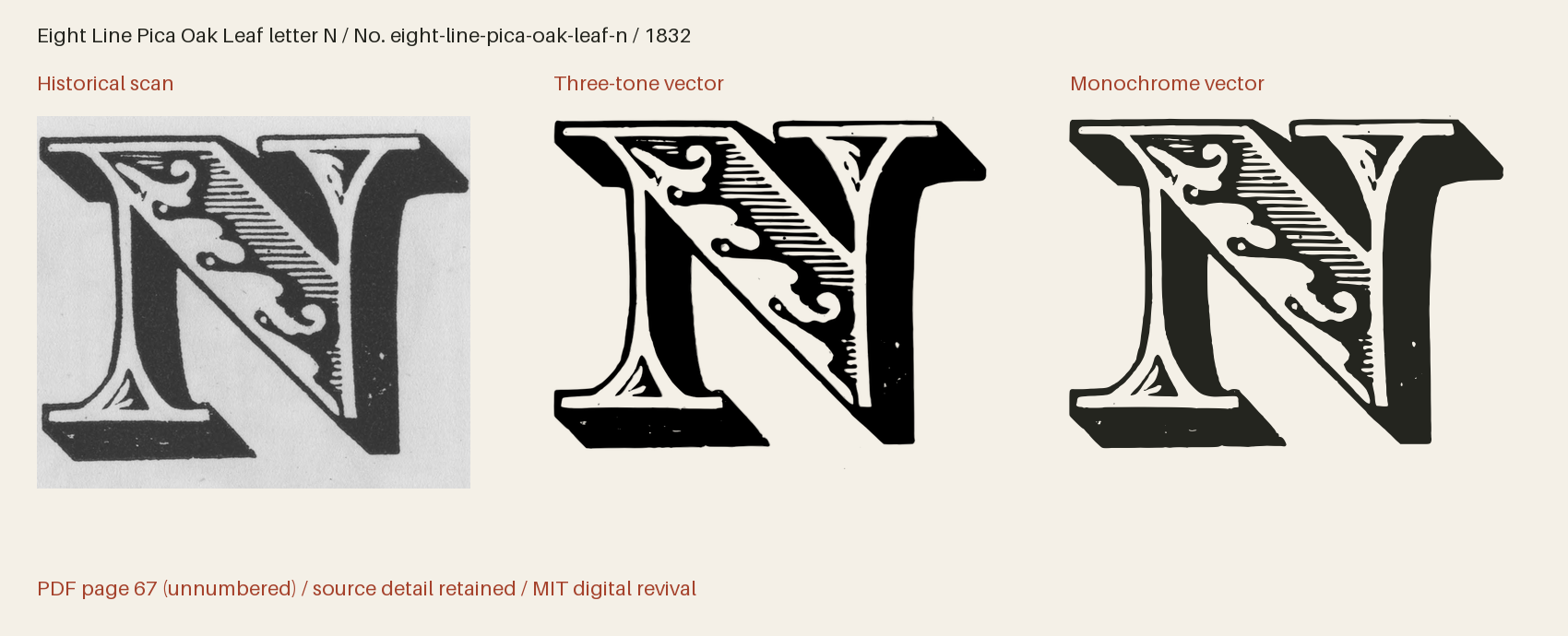 Historical scan beside the three-tone and monochrome vector revivals