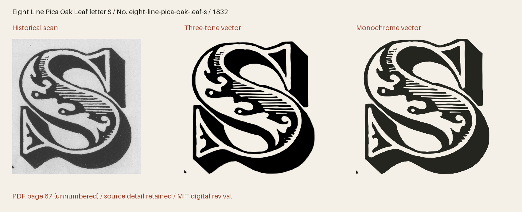 Historical scan beside the three-tone and monochrome vector revivals