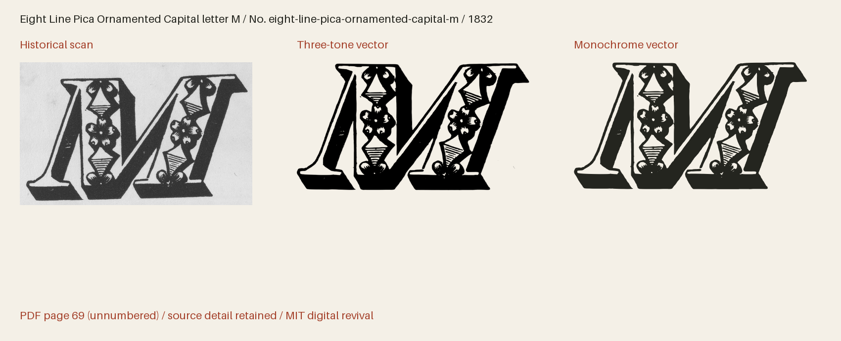 Historical scan beside the three-tone and monochrome vector revivals