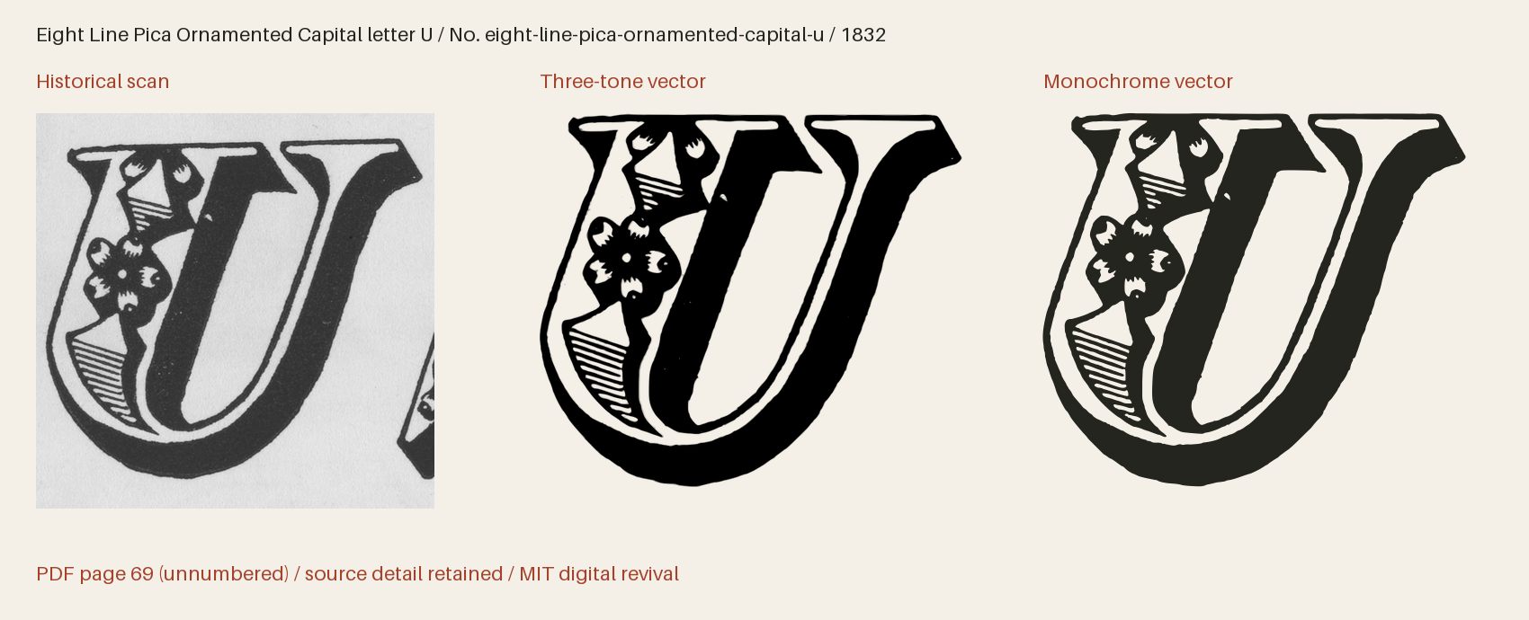 Historical scan beside the three-tone and monochrome vector revivals