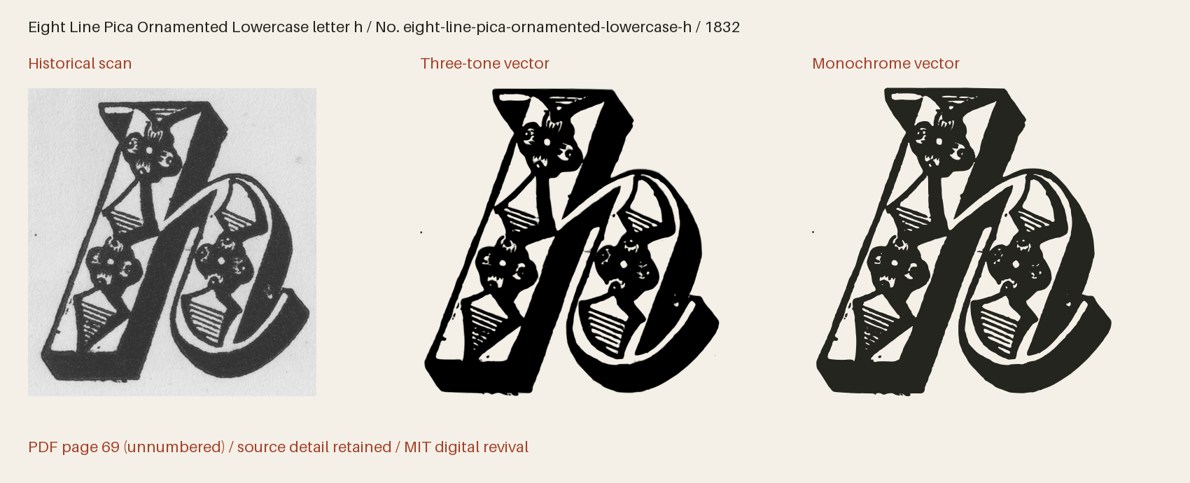 Historical scan beside the three-tone and monochrome vector revivals