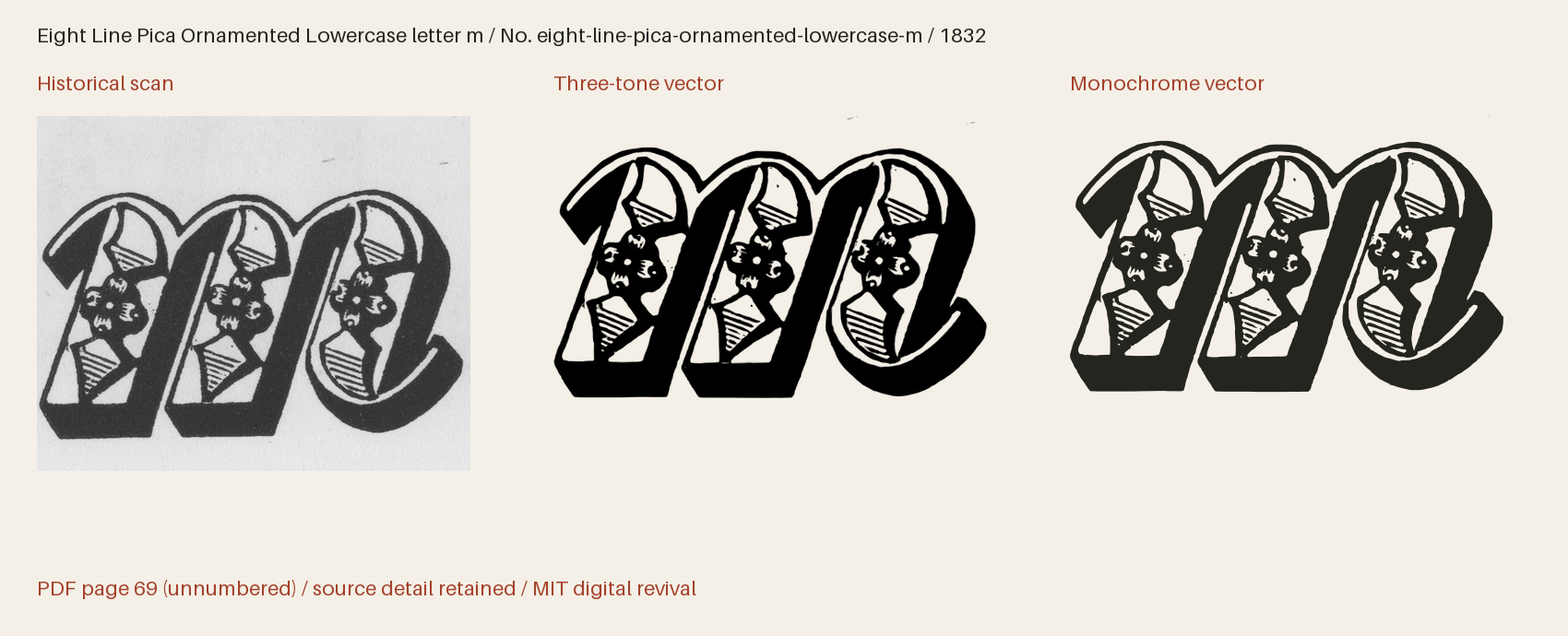 Historical scan beside the three-tone and monochrome vector revivals