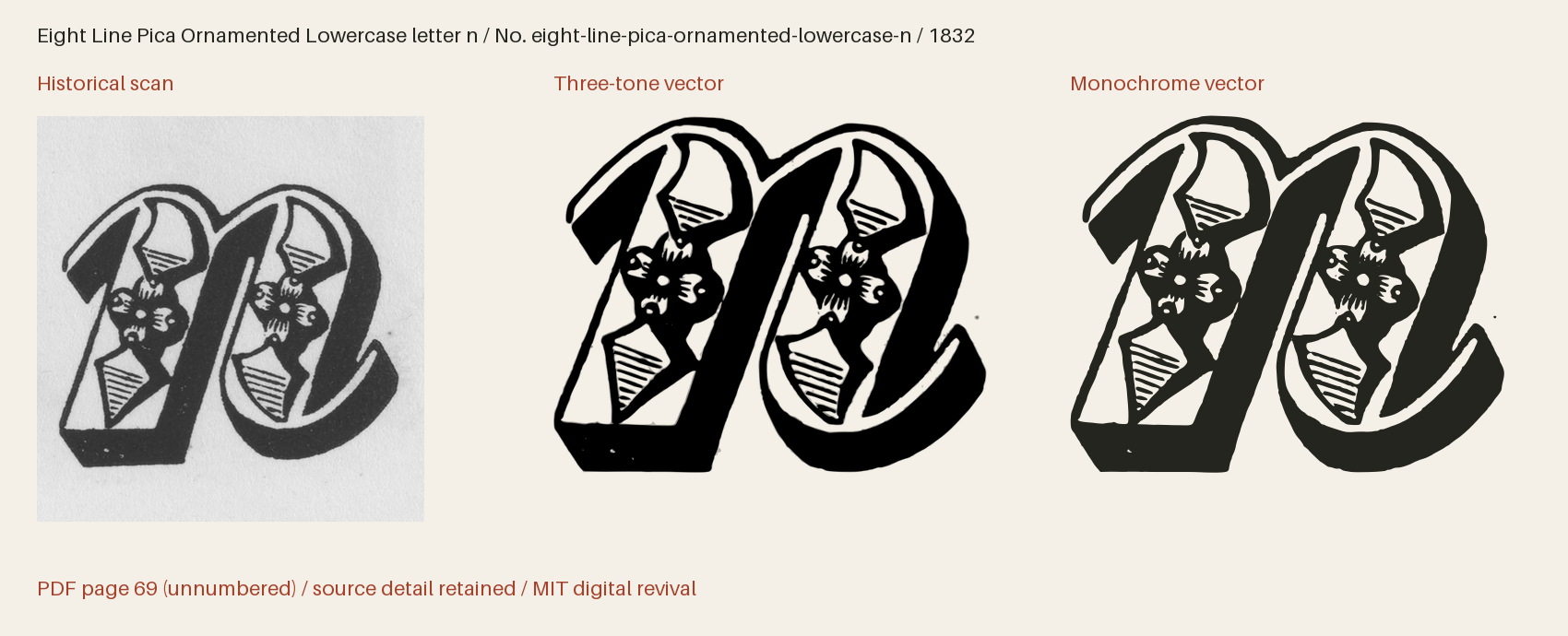 Historical scan beside the three-tone and monochrome vector revivals