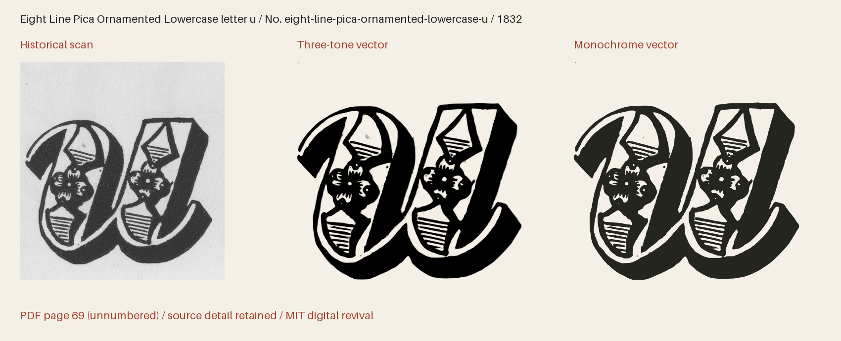 Historical scan beside the three-tone and monochrome vector revivals