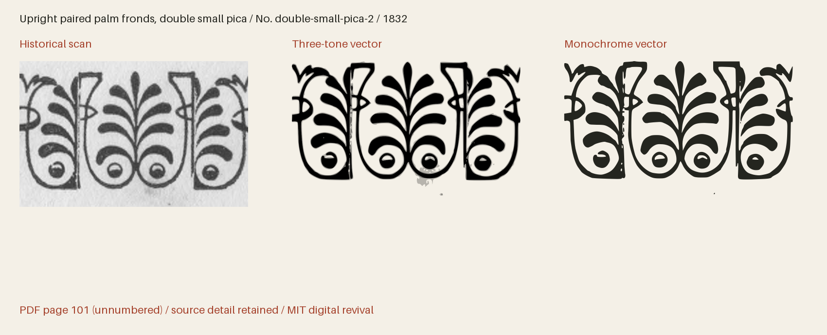 Historical scan beside the three-tone and monochrome vector revivals