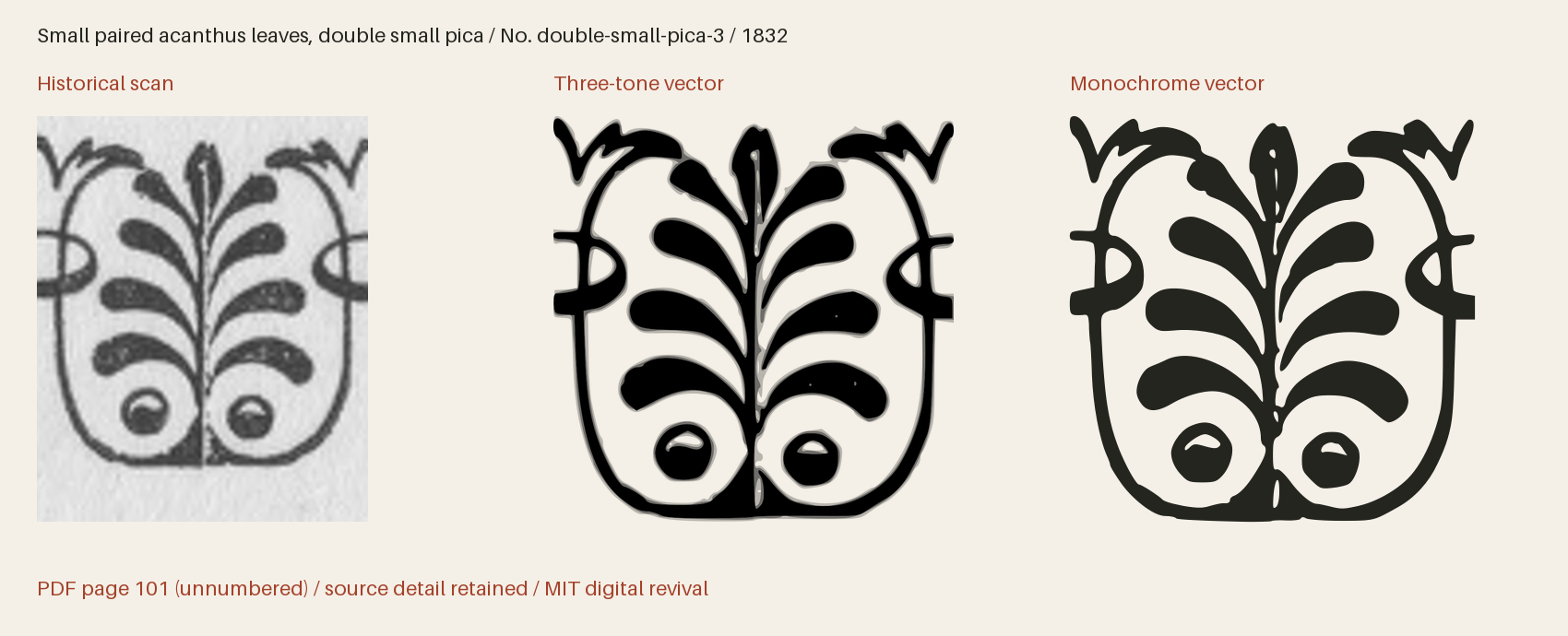 Historical scan beside the three-tone and monochrome vector revivals