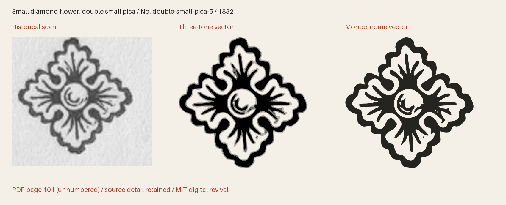 Historical scan beside the three-tone and monochrome vector revivals