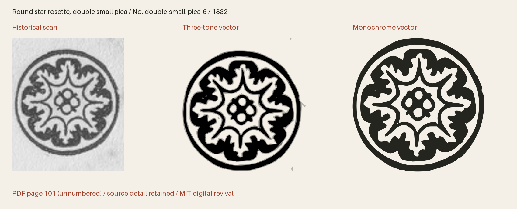 Historical scan beside the three-tone and monochrome vector revivals