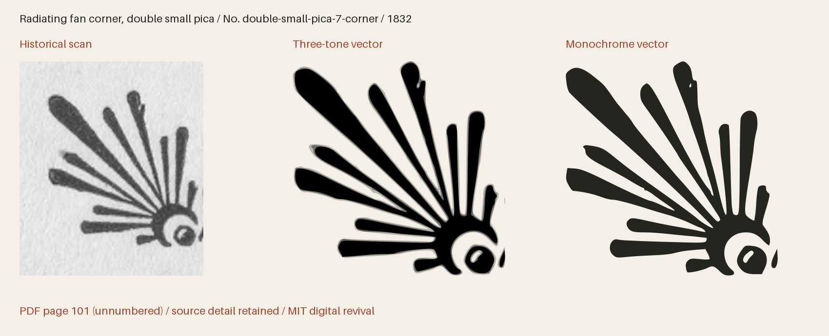 Historical scan beside the three-tone and monochrome vector revivals
