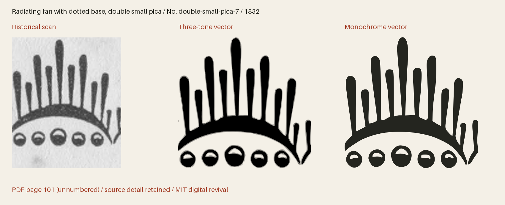 Historical scan beside the three-tone and monochrome vector revivals