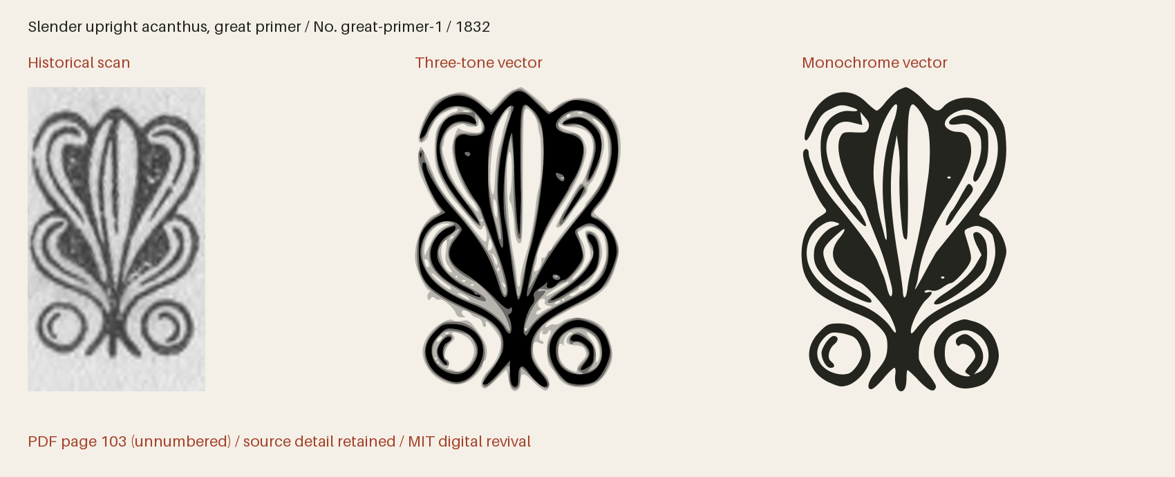 Historical scan beside the three-tone and monochrome vector revivals