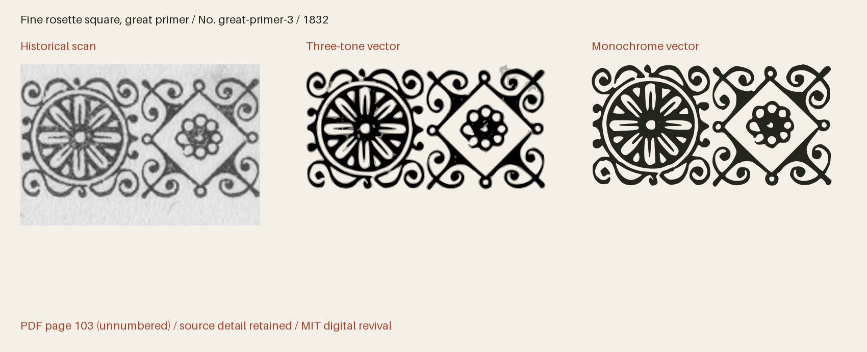 Historical scan beside the three-tone and monochrome vector revivals