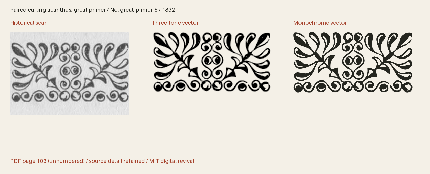 Historical scan beside the three-tone and monochrome vector revivals