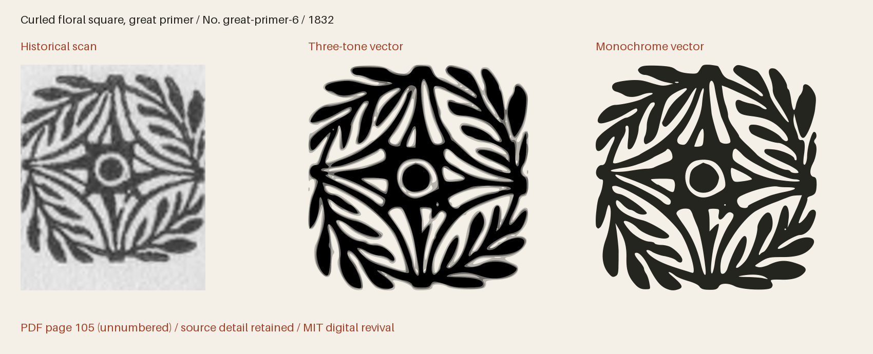 Historical scan beside the three-tone and monochrome vector revivals