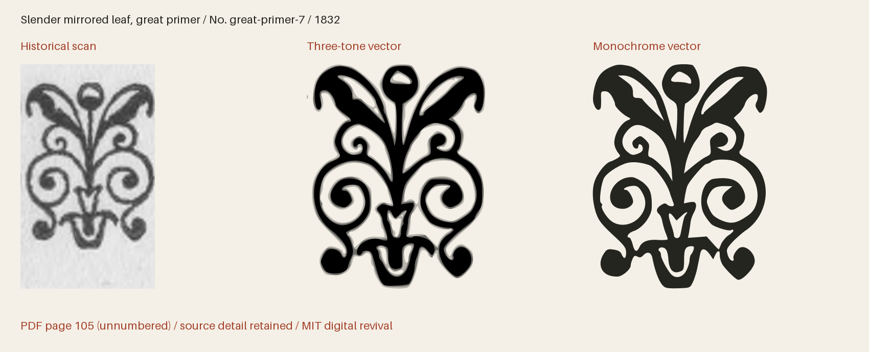 Historical scan beside the three-tone and monochrome vector revivals