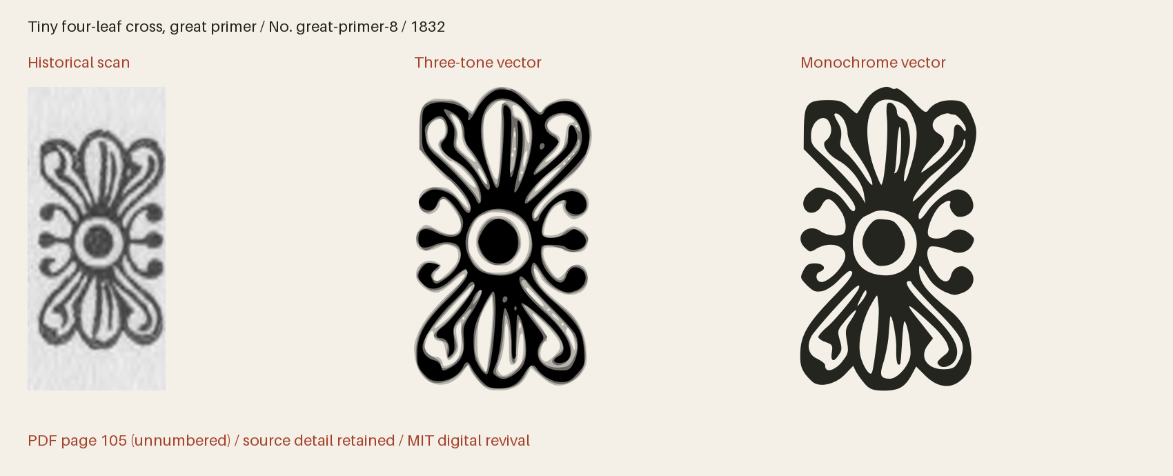 Historical scan beside the three-tone and monochrome vector revivals